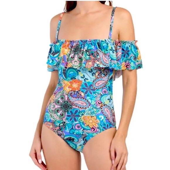 Rod Bleu Beattie Paisley Off the Shoulder - Picture 3 of 16